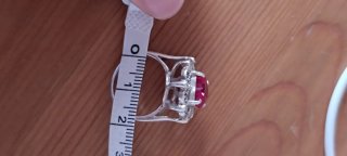 Anillo Vintage Plata Corazón Rubí y Marquesita