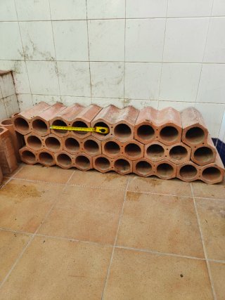 Botellero doble terracota hexagonal