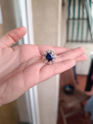 Anillo Vintage Plata Zafiro y Marquesitas