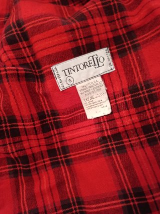 Abrigo Tintoretto verde con forro Tartán rojo