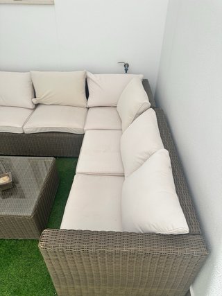 Conjunto sofá y mesa ratán exterior