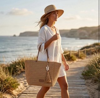 Bolso Capazo Rafia Grande Mujer