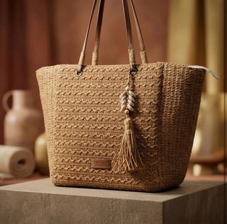 Bolso Capazo Rafia Grande Mujer