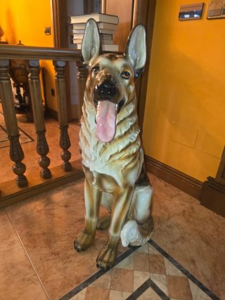Escultura Perro Pastor Alemán Cerámica