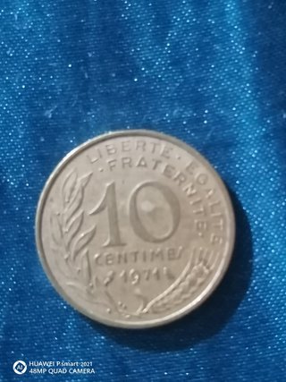 Moneda 10 céntimos 1971 Francia. Rara de encontrar