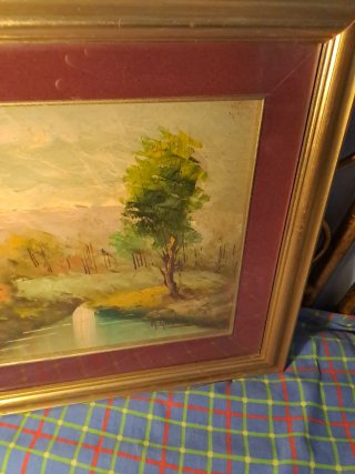 Dipinto antico olio con firma e cornice