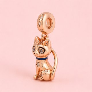 Charm Gatito Egipcio Oro Rosa con Circonitas