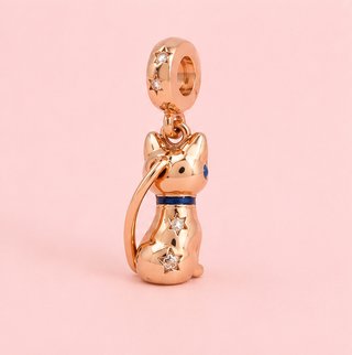 Charm Gatito Egipcio Oro Rosa con Circonitas