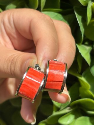 Aros Coral Plata
