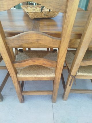 Mesa extensible + 6 sillas madera