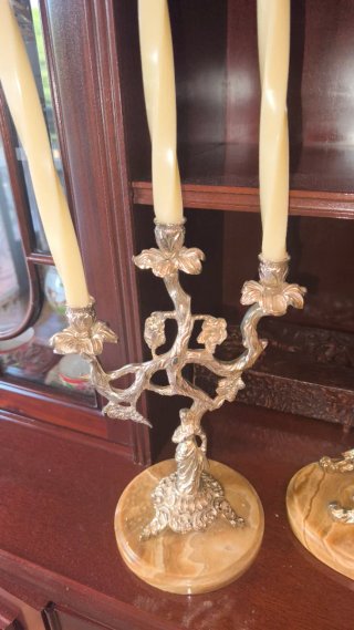 Conjunto Candelabros y Reloj Antiguo