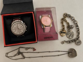 Conjunto de pulsera y collar Guess y reloj michel