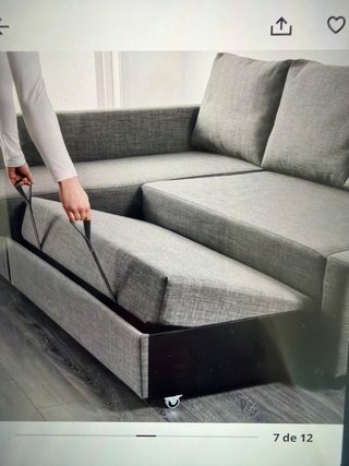 Sofá cama 3 plazas gris.