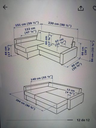 Sofá cama 3 plazas gris.