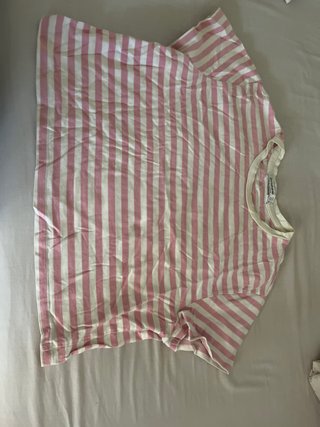 Camiseta Stradivarius Rayas Rosas y Blancas