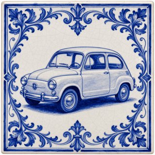 Pack 3 Azulejos Cerámicos Coches Clásicos