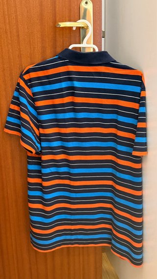 Polo Lacoste Rayas Azul Naranja