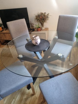 Pack 4 Sillas Comedor Tapizadas Gris
