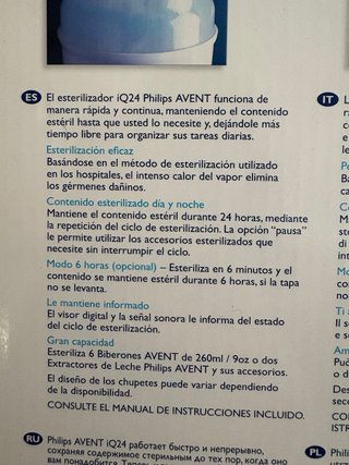 Esterilizador Philips Avent iQ24 biberones
