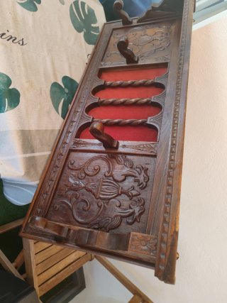 Perchero antiguo madera maciza tallada