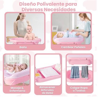 Vaschetta per neonati rosa con fasciatoio incorporato