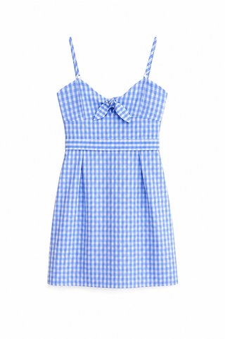 Nuevo Vestido de tirantes cuadros azul. Verano T32
