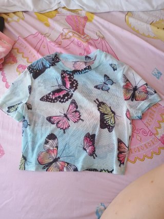 Camiseta transparente mariposas talla única