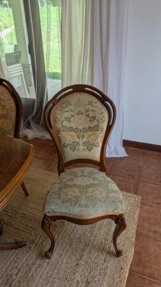Mesa extensible madera maciza con 6 sillas