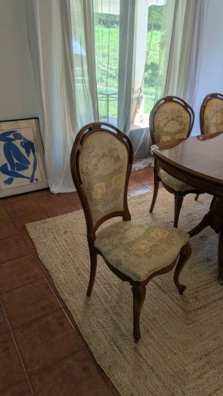 Mesa extensible madera maciza con 6 sillas