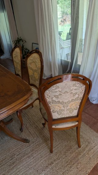 Mesa extensible madera maciza con 6 sillas