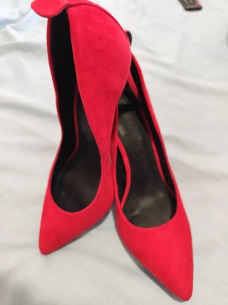 Zapatos Bershka tacón 10 cm, ante rojo