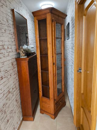 Vitrina madera maciza con puerta de cristal