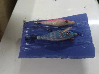 Montaje señuelos pesca calamar Yo-zuri,dtd