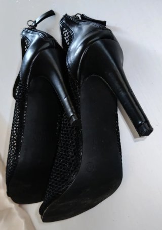 Tacones abiertos malla negro T40