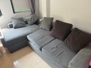 Sofá Chaise Longue Gris Tela