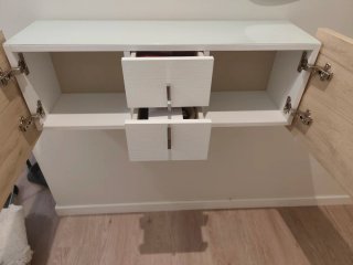 Mueble de madera recibidor blanco