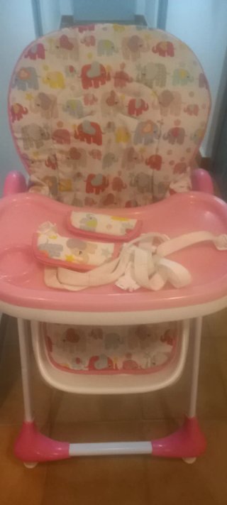 Trona de bebé con estampado de elefantes rosa