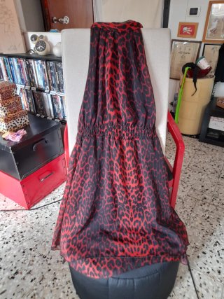 Vestito leopardato rosso modello halter L
