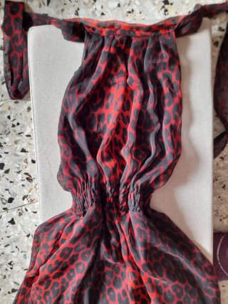 Vestito leopardato rosso modello halter L