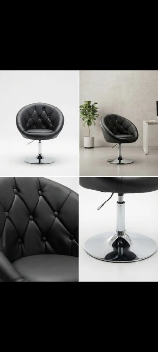 Sillón estilo peluquería/ uñas negro y plata