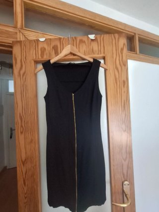 Vestido negro M/L Blanco con cremallera dorada