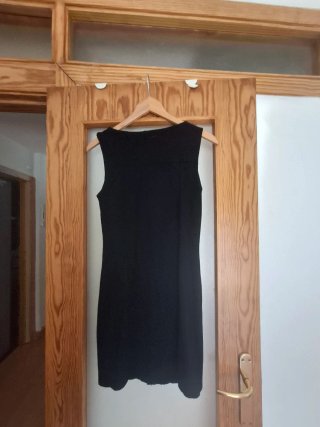 Vestido negro M/L Blanco con cremallera dorada
