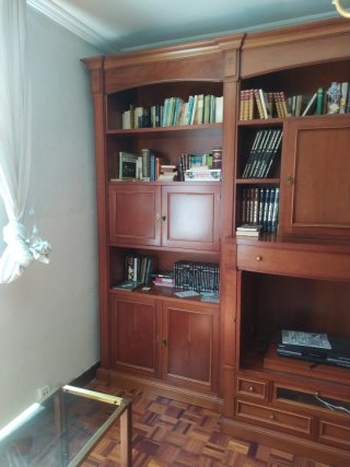 Armario grande salón madera y cristal