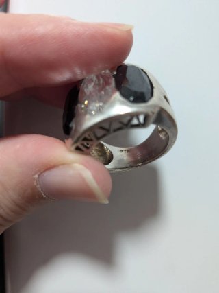 Anillo Plata con Piedras Negras y Blancas