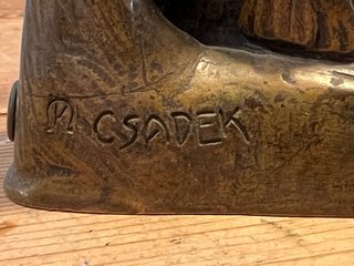 Tintero bronce Viena modernista pájaros