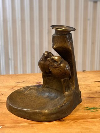 Tintero bronce Viena modernista pájaros