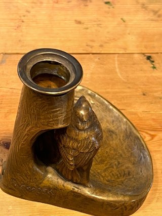 Tintero bronce Viena modernista pájaros