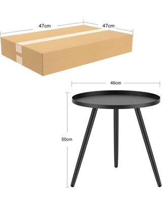 Mesa Negra de metal, 46 x 50 cm H Homewins