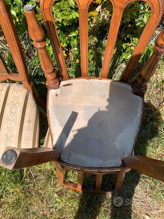 Set 4 Sedie Vintage Tessuto e Legno (prezzo per 4)