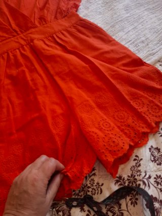 Mono corto L/XL Pinkie rojo anaranjadocon bordados